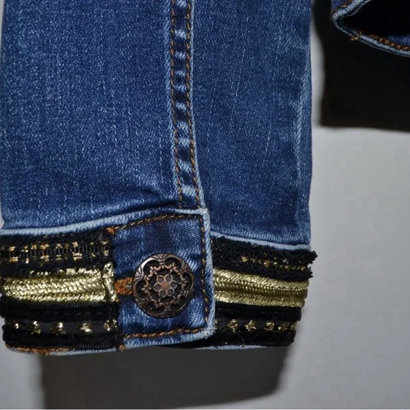 Desigual Floral Print Denim Jacket Blue size 42 or M - Picture 8 of 12